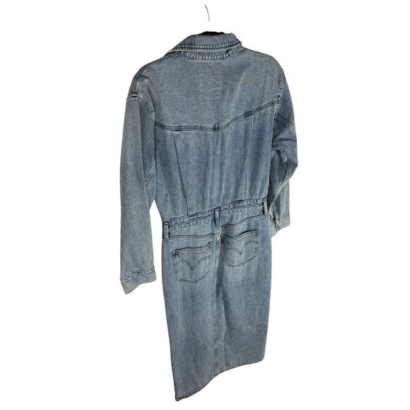 Levis Denim Midi Shirt Dress Long Sleeve Standard Fit Casual Classic Blue Sz 28 - Picture 12 of 14